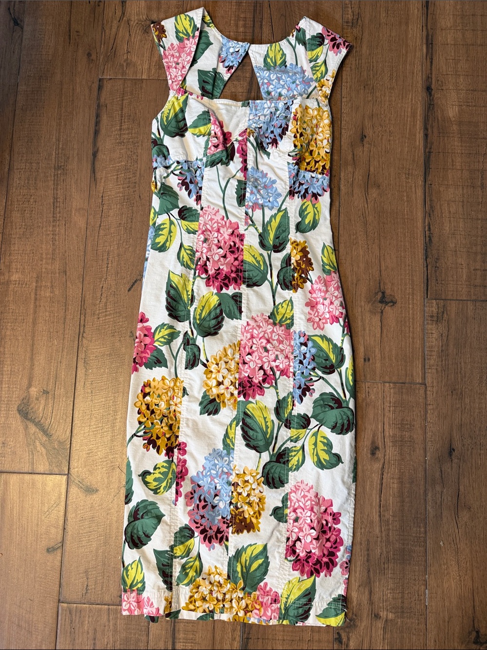 Anthropologie White Floral Midi Dress Sz 2
